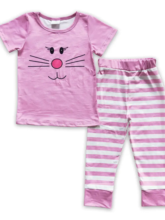 Matching Bunny Stripe Pants  Easter Sleepwear Set